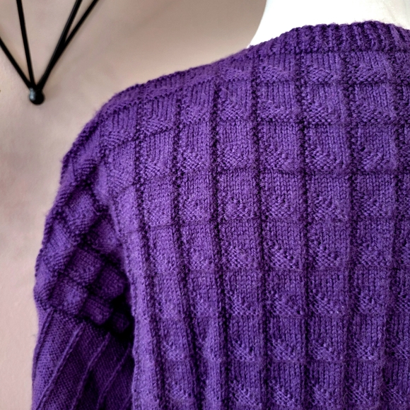 HANDKNIT COZY CARDIGAN purple large - Picture 6 of 8